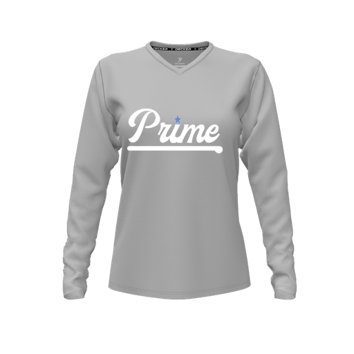 [CUS-DFW-TEES-CMF-VNK-LSL-GRY-FYXS-LOGO3] Decker Comfort T-Shirt (Female Youth XS, Gray, V Neck, Logo 3, Long Sleeve)