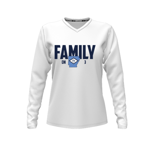 [FTLVPTWH-FYXS-LOGO2] Decker Performance T-Shirt (Female Youth XS, White, V Neck, Logo 2, Long Sleeve)