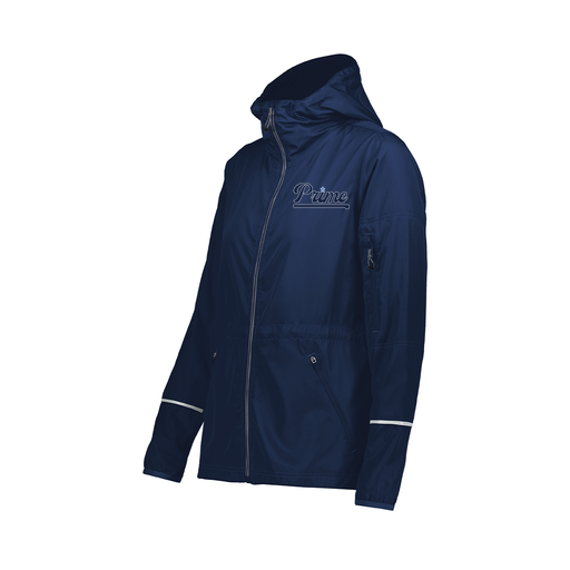 [229782.065.XS-LOGO1] Ladies Packable Full Zip Jacket (Female Adult XS, Navy, Logo 1)